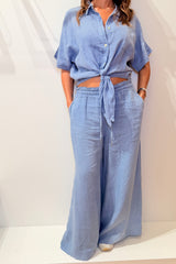 Completo in lino blu navy